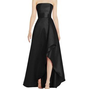 Alfred Sung Black Strapless Satin Gown D832